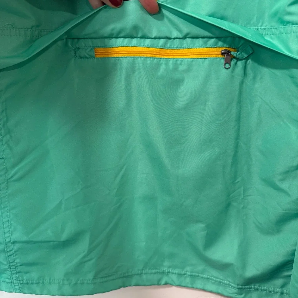 Dutch Bros‎ Unisex Windbreaker Jacket Medium Green Excellent Half Zip Hooded